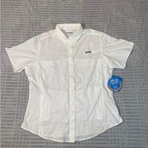 NWT Columbia Omni Shade Women's White Short Sleeve Top Size XL Omni Wick Gift